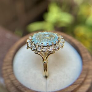 Каблучка з турмаліном Paraiba (Sugar Neon) і діамантами ✨